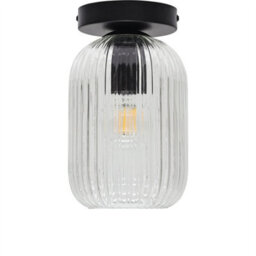 First Choice Lighting Set Of 2 Batley - Clear Ribbed Glass Black Ceiling Light Fittings - thumbnail 2