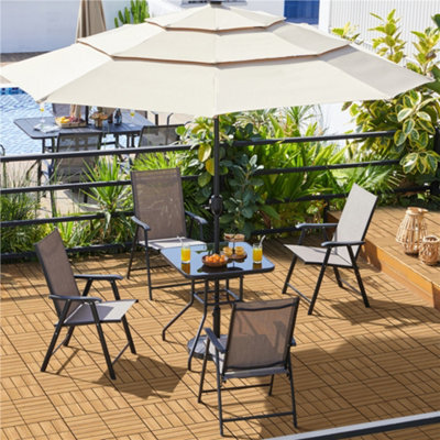 Yaheetech Black Square Patio Bistro Table With Umbrella Hole And Metal Frame - image 1