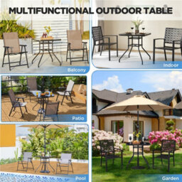 Yaheetech Black Square Patio Bistro Table With Umbrella Hole And Metal Frame - thumbnail 2