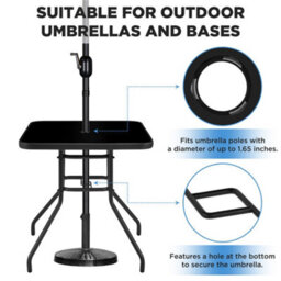 Yaheetech Black Square Patio Bistro Table With Umbrella Hole And Metal Frame - thumbnail 7