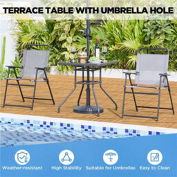 Yaheetech Black Square Patio Bistro Table With Umbrella Hole And Metal Frame - thumbnail 6