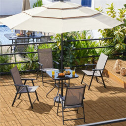 Yaheetech Black Square Patio Bistro Table With Umbrella Hole And Metal Frame - thumbnail 1
