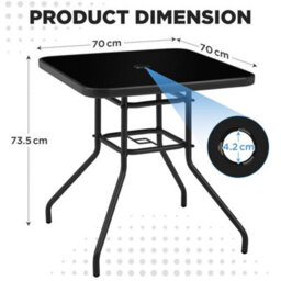 Yaheetech Black Square Patio Bistro Table With Umbrella Hole And Metal Frame - thumbnail 4