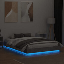 Berkfield Bed Frame With Led Without Mattress Concrete Grey 160X200 Cm - thumbnail 4