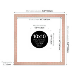 "10X10"" Bronze Picture Frame - 10X10"" Square Frame With 7X7"" Mount For 10X10""/7X7"" Pictures Art Deco Style Room Decor, 1 Pack" - thumbnail 2
