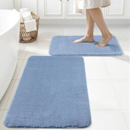 Ruglenza Home - Aria Bath Mat 2 Piece Set - 22 mm - Turquoise - 50 X 80 & 50 X 40 Cm