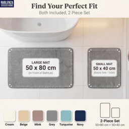 Ruglenza Home - Aria Bath Mat 2 Piece Set - 22 mm - Turquoise - 50 X 80 & 50 X 40 Cm - thumbnail 4