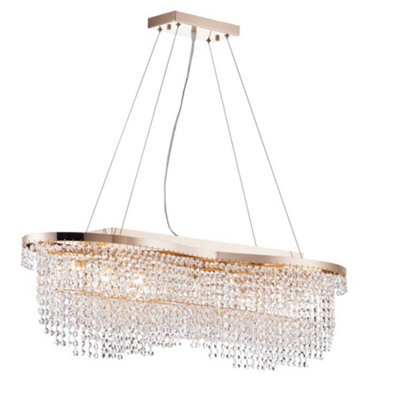 Luminosa Lighting Luminosa Toils Ceiling Pendant Light Gold & Crystal, 7 Light, E14 - image 1