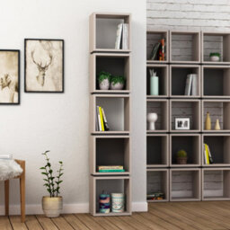 Decortie Multi Modern Bookcase Shelving Unit Display Unit Stylish Freestanding Storage Mocha Grey Anthracite Grey 167Cm Tall