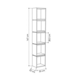 Decortie Multi Modern Bookcase Display Unit Stylish Freestanding Storage Mocha Grey Anthracite Grey 167Cm Tall - thumbnail 3