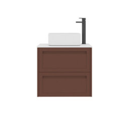 Royal Bathrooms Royal Bathroom Elmore 600mm Terracotta Clay Wall Mounted Bathroom Vanity Unit 2 Drawer Plain White Worktop With Elena Basin - thumbnail 7