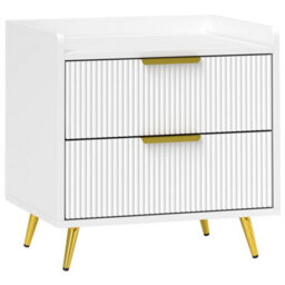 Wyld Haus Yoha White And Gold Ribbed 2-Drawer Bedside Table, L50 X D40 X H50Cm - thumbnail 2