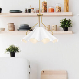 Luminosa Lighting Elstead Quoizel Mejia Dome Pendant Ceiling Light Classic Aged Brass, Textured White Steel Shade 1X E27 - thumbnail 2