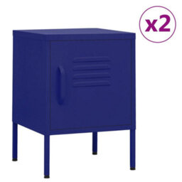 Berkfield Modern Nightstands 2 Pcs Navy Blue 35X35X51 Cm Steel - thumbnail 2