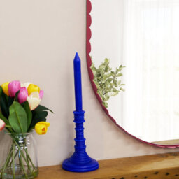 Biznest Colourful Chic Scalloped Edge Design Mirror Oval Wall Mounted Vibrant Red Sleek Metal Frame Clear Large Display 100X65 Cm - thumbnail 2