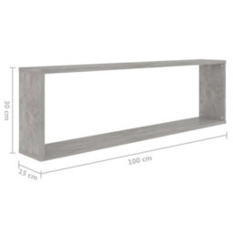 Berkfield Wall Cube Shelf 2 Pcs Concrete Grey 100X15X30 Cm Engineered Wood - thumbnail 9