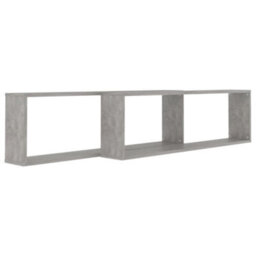 Berkfield Wall Cube Shelf 2 Pcs Concrete Grey 100X15X30 Cm Engineered Wood - thumbnail 4