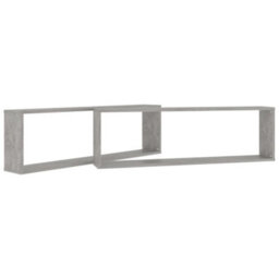 Berkfield Wall Cube Shelf 2 Pcs Concrete Grey 100X15X30 Cm Engineered Wood - thumbnail 5