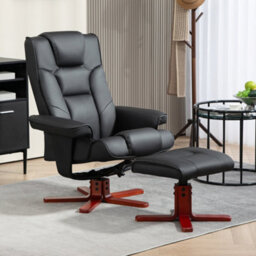 Homcom Reclining Armchair With Footstool And Adjustable Backrest, Black