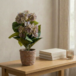 Candlelight Blue & Green 37Cm Hydrangea Pot With Artificial Plant In Natural Textured Concrete Pot - thumbnail 1