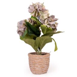 Candlelight Blue & Green 37Cm Hydrangea Pot With Artificial Plant In Natural Textured Concrete Pot - thumbnail 3