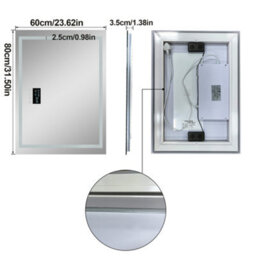 Luvodi 800X600mm Led Bathroom Mirror Front & Backlit Makeup Mirror, Bluetooth Speaker, Anti-Fog, Digital Display - thumbnail 2