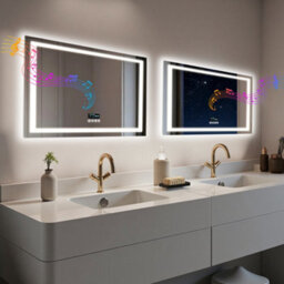 Luvodi 800X600mm Led Bathroom Mirror Front & Backlit Makeup Mirror, Bluetooth Speaker, Anti-Fog, Digital Display - thumbnail 9