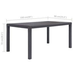 Berkfield Garden Table Brown 150X90X72 Cm Plastic Rattan Look - thumbnail 5