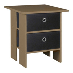 Urbn-Living Urbnliving Height 45Cm 2 Tier Wooden Oak Table 2 Black Drawer Bedroom Bedside Nightstand Living Room Side Cabinet
