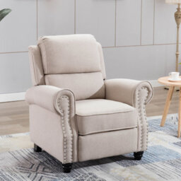 More4Homes Duxford Fabric Pushback Recliner Armchair Sofa Occasional Chair Cinema (Beige)