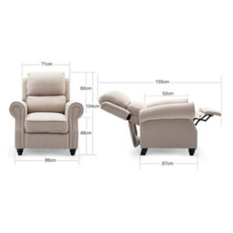 More4Homes Duxford Fabric Pushback Recliner Armchair Sofa Occasional Chair Cinema (Beige) - thumbnail 9