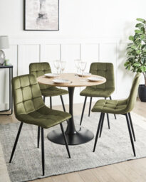 Beliani Set Of 4 Dining Chairs Powell Velvet Olive Green - thumbnail 2