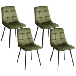 Beliani Set Of 4 Dining Chairs Powell Velvet Olive Green