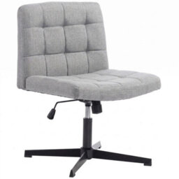 Armless Office Chair, Cross Legged Vanity Chair With Wide Seat, Grey - thumbnail 4