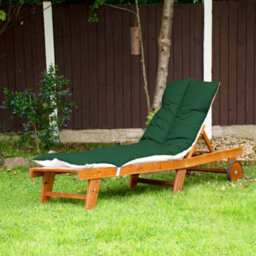 190X60Cm Sun Lounger Cushion, Polycotton Green Top, Elastic Straps, Multi-Use Garden, Patio, Camping, Uk Made (Pack Of 2) - thumbnail 2