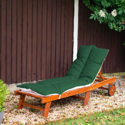 190X60Cm Sun Lounger Cushion, Polycotton Green Top, Elastic Straps, Multi-Use Garden, Patio, Camping, Uk Made (Pack Of 2) - thumbnail 3