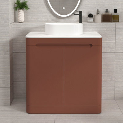 Royal Bathrooms Venice 800mm Terracotta Clay Freestanding Bathroom Countertop Vanity Unit 2 Door With Peak Basin - image 1