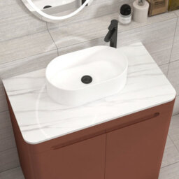 Royal Bathrooms Venice 800mm Terracotta Clay Freestanding Bathroom Countertop Vanity Unit 2 Door With Peak Basin - thumbnail 6