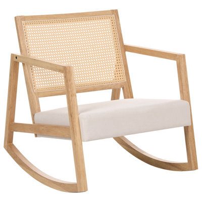 Beliani Rocking Chair Leidy Wood Light Brown/ Light Beige - image 1