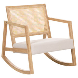 Beliani Rocking Chair Leidy Wood Light Brown/ Light Beige