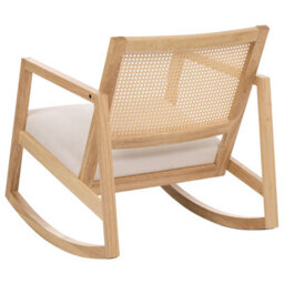 Beliani Rocking Chair Leidy Wood Light Brown/ Light Beige - thumbnail 5