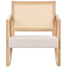 Beliani Rocking Chair Leidy Wood Light Brown/ Light Beige - thumbnail 4