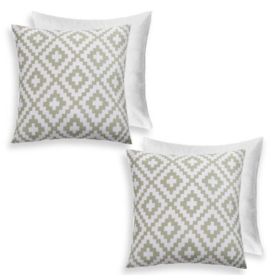 Ohs 2 X Geometric Cushion Cover Filled 45 X 45Cm - Sage - image 1