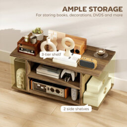 Wyld Haus Avavello 80Cm Walnut Finish Mobile Tv Storage Unit With Shelves And Bookcase Style - thumbnail 4