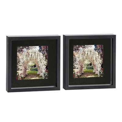 "Nicola Spring 10 X 10"" Photo Frames - Black/black Mount - 3D Picture Frame Box Portrait Display Case (6 X 6"" Mount) Set Of 2" - image 1