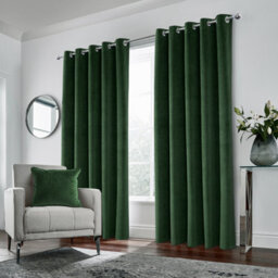 Luxury Enhanced Living Green Velvet, Supersoft, 100% Blackout, Thermal Pair Of Curtains With Eyelet Top - 66 X 90 Inch (168X229Cm) - thumbnail 2