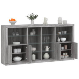 Berkfield Sideboard With Led Lights Grey Sonoma 202X37X100 Cm