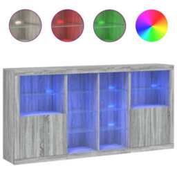 Berkfield Sideboard With Led Lights Grey Sonoma 202X37X100 Cm - thumbnail 2