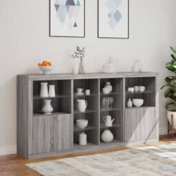 Berkfield Sideboard With Led Lights Grey Sonoma 202X37X100 Cm - thumbnail 4