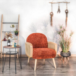 Nordlys Terracotta Cane Lounge Chair Countryside Style Living Room - thumbnail 3